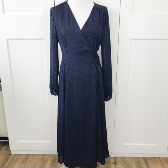h&m navy wrap dress